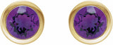 14K Yellow Natural Amethyst Bezel-Set Earrings