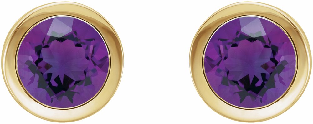 14K Yellow Natural Amethyst Bezel-Set Earrings