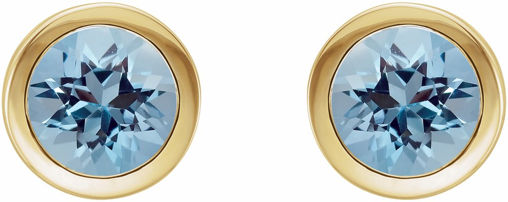 14K Yellow Gold Natural Aquamarine Bezel-Set Earrings
