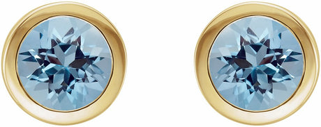 14K Yellow Gold Natural Aquamarine Bezel-Set Earrings