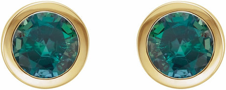 14K Yellow Lab-Grown Alexandrite Bezel-Set Earrings