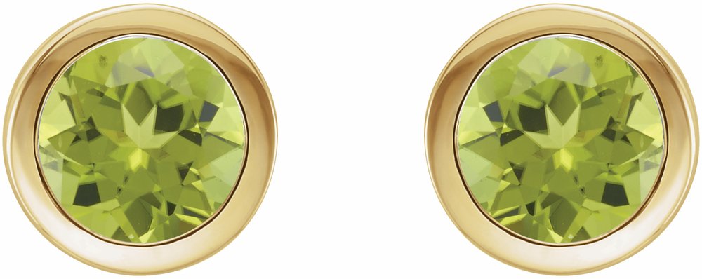 14K Yellow Natural Peridot Bezel-Set Earrings