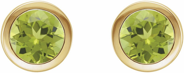 14K Yellow Natural Peridot Bezel-Set Earrings