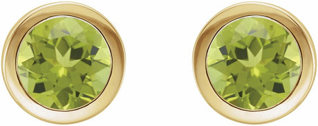 14K Yellow Natural Peridot Bezel-Set Earrings
