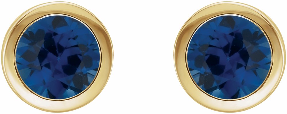 14K Yellow Gold Lab-Grown Blue Sapphire Bezel-Set Earrings