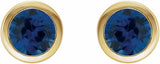 14K Yellow Gold Lab-Grown Blue Sapphire Bezel-Set Earrings