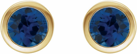14K Yellow Gold Lab-Grown Blue Sapphire Bezel-Set Earrings