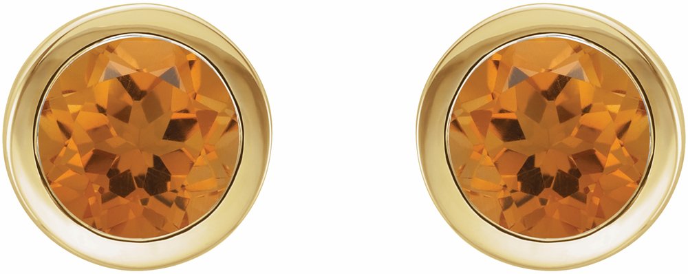 14K Yellow Gold Natural Citrine Bezel-Set Earrings