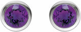 Platinum Natural Amethyst Bezel-Set Earrings