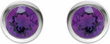 14K White Natural Amethyst Bezel-Set Earrings