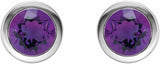 Platinum Natural Amethyst Bezel-Set Earrings