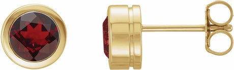 14K Yellow Gold Natural Mozambique Garnet Bezel-Set Earrings