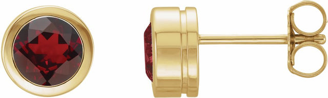 14K Yellow Gold Natural Mozambique Garnet Bezel-Set Earrings