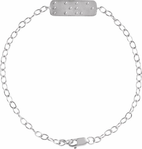 Sterling Silver Reversible Love Braille 7" Bracelet