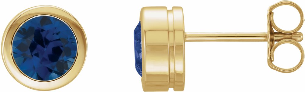 14K Yellow Gold Lab-Grown Blue Sapphire Bezel-Set Earrings