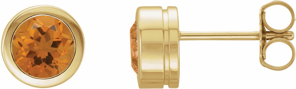 14K Yellow Gold Natural Citrine Bezel-Set Earrings