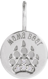 Sterling Silver .03 CTW Natural Diamond Mama Bear Pendant 