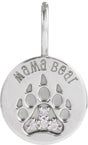 14K White Gold .03 CTW Natural Diamond Mama Bear Pendant 