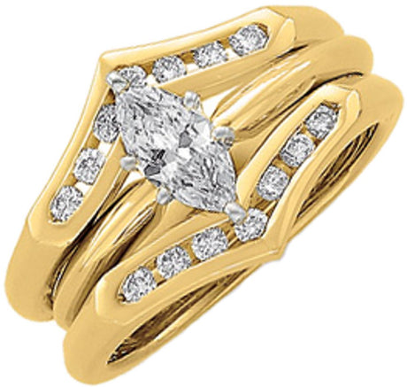 14K Yellow Gold 1/4 CTW Natural Diamond Ring Guard 