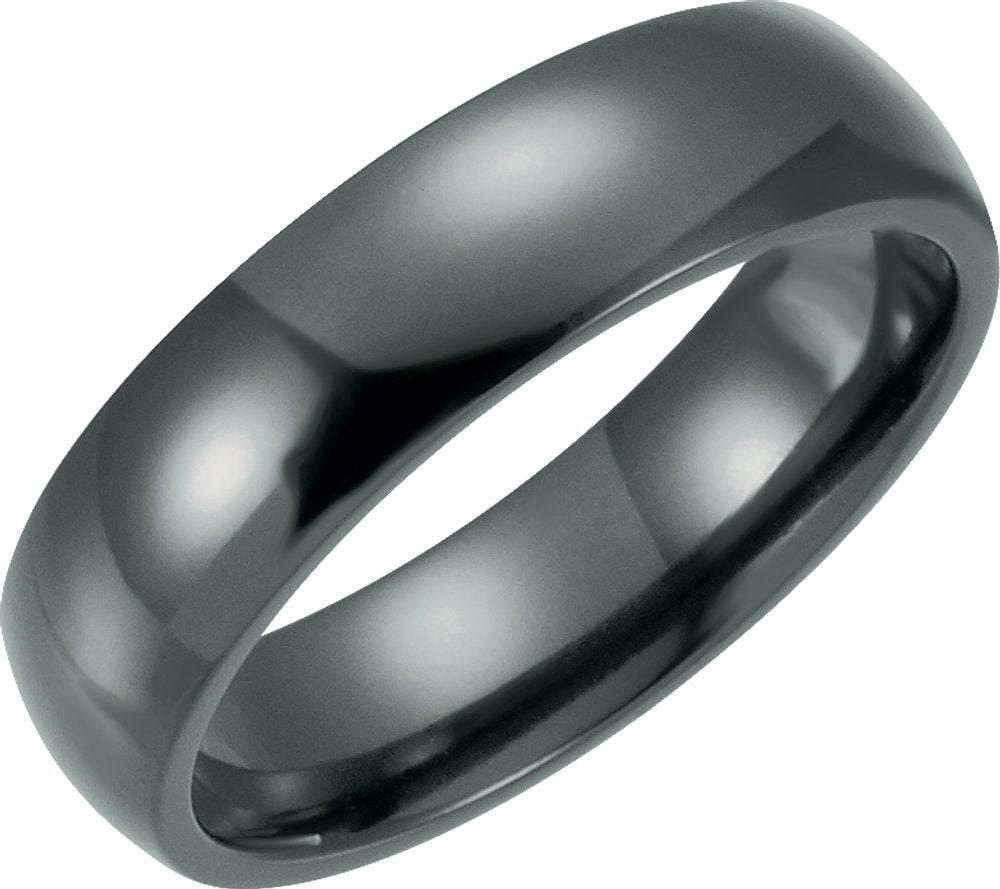 Black Titanium 6 mm Domed Polished Band Size 8.5