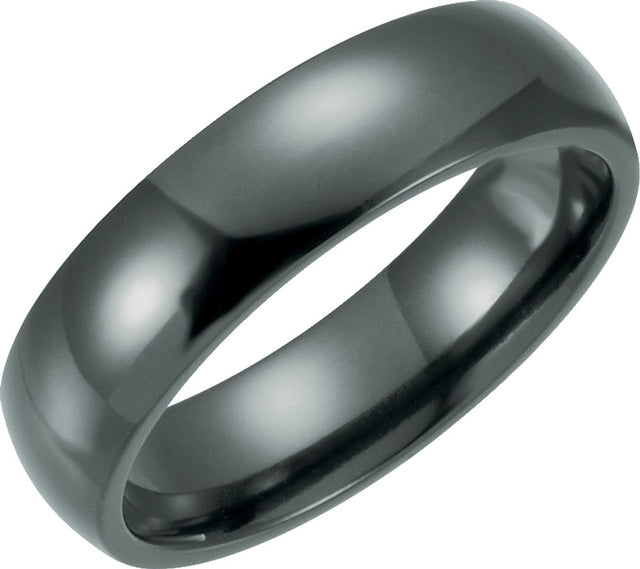 Black Titanium 6 mm Comfort-Fit Half Round Band Size 7.5