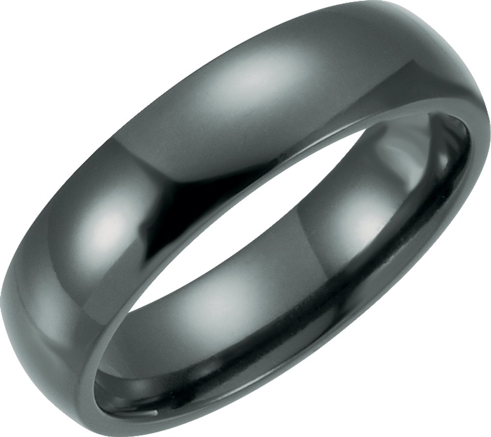 Black Titanium 6 mm Comfort-Fit Half Round Band Size 7.5