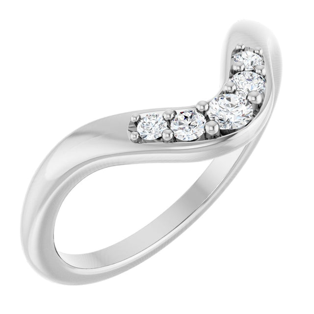 14K White 1/6 CTW Lab-Grown Diamond Contour Band