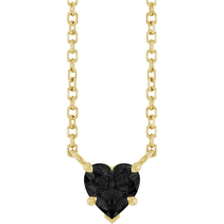 14K Yellow Gold Natural Onyx Solitaire 18" Necklace
