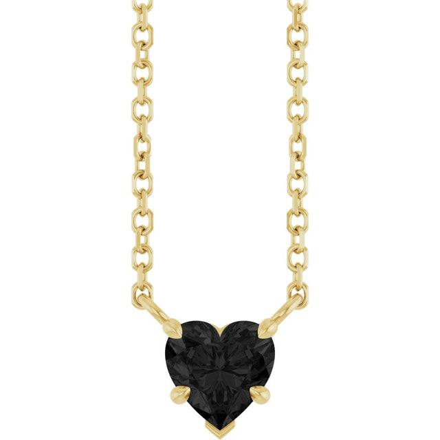 14K Yellow Gold Natural Onyx Solitaire 18" Necklace