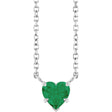 14K White Gold Lab-Grown Emerald Solitaire 18" Necklace