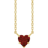 14K Yellow Gold Natural Mozambique Garnet Solitaire 18" Necklace