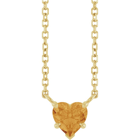 14K Yellow Gold Natural Citrine Solitaire 18" Necklace