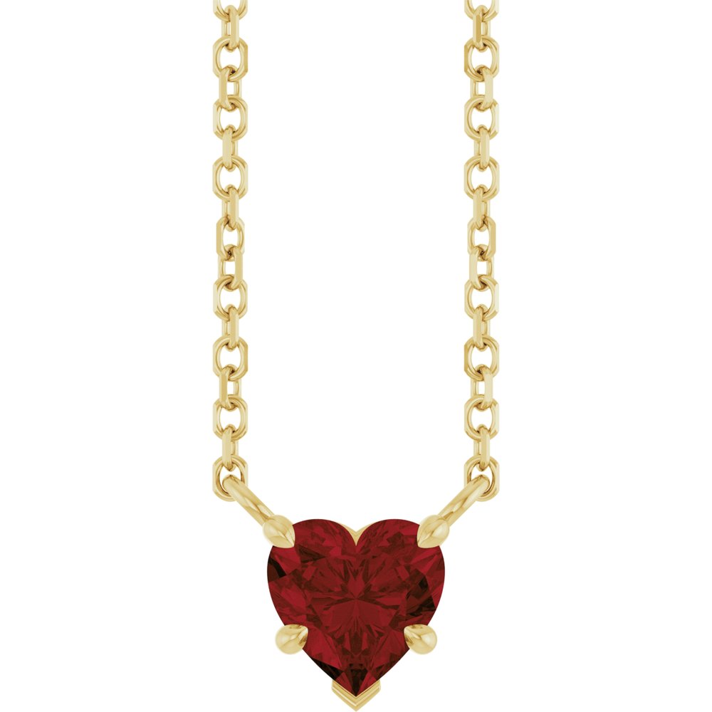 14K Yellow Gold Natural Mozambique Garnet Solitaire 18" Necklace