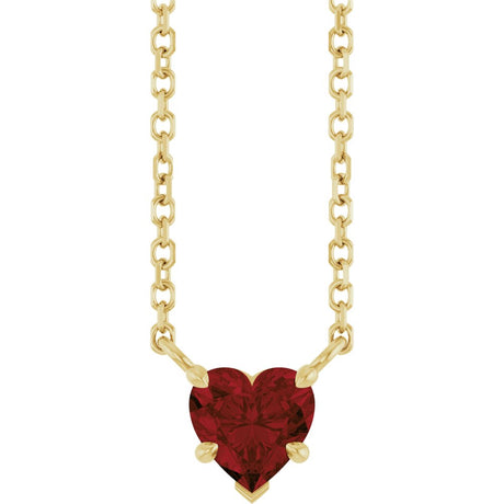 14K Yellow Gold Natural Mozambique Garnet Solitaire 18" Necklace