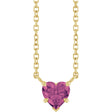 14K Yellow Gold Natural Pink Tourmaline Solitaire 18" Necklace