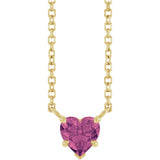 14K Yellow Gold Natural Pink Tourmaline Solitaire 18" Necklace