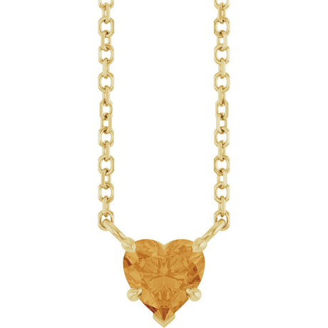 14K Yellow Gold Natural Citrine Solitaire 18" Necklace