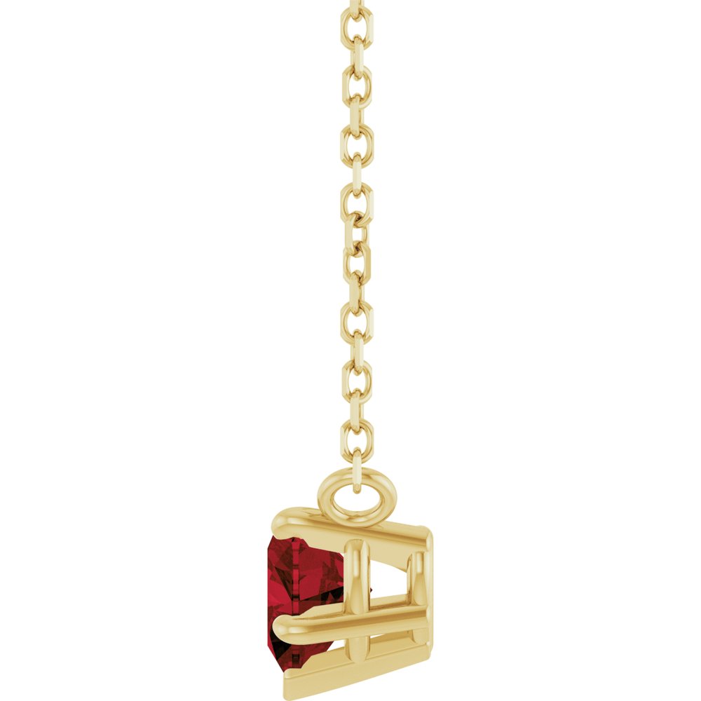 14K Yellow Gold Natural Mozambique Garnet Solitaire 18" Necklace