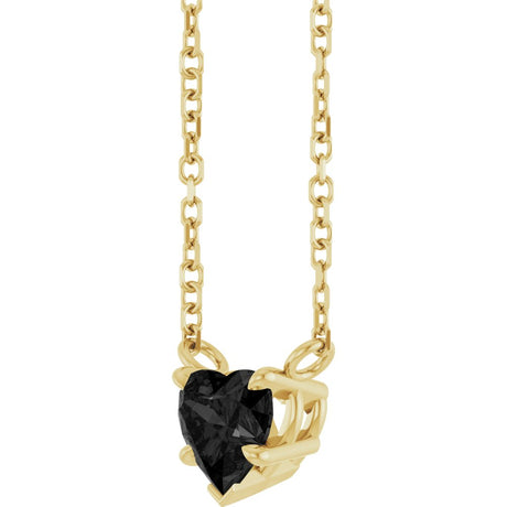 14K Yellow Gold Natural Onyx Solitaire 18" Necklace