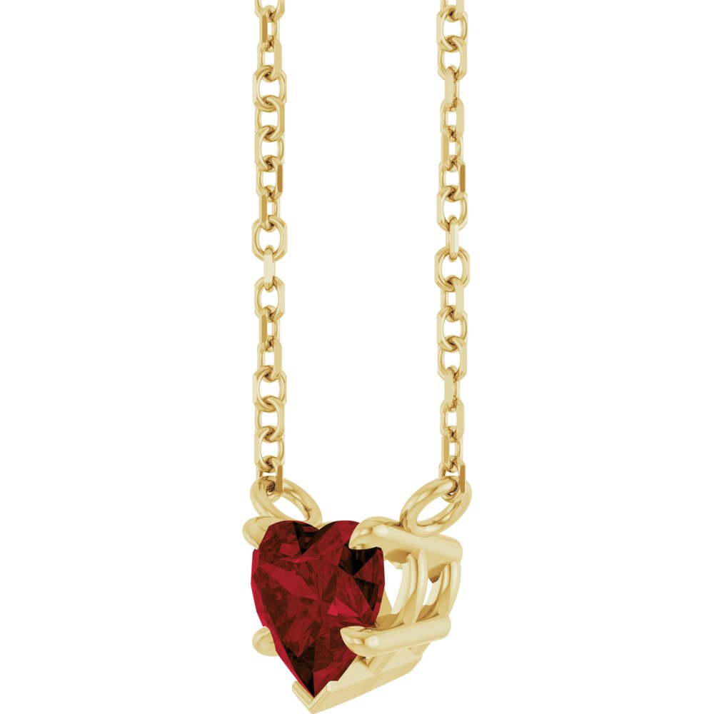 14K Yellow Gold Natural Mozambique Garnet Solitaire 18" Necklace