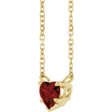 14K Yellow Gold Natural Mozambique Garnet Solitaire 18" Necklace