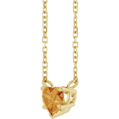 14K Yellow Gold Natural Citrine Solitaire 18" Necklace