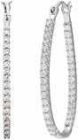 14K White Gold 1 CTW Natural Diamond Inside-Outside Hoop Earrings