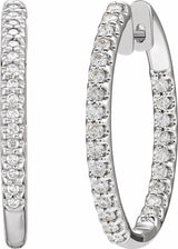 14K White 1 CTW Natural Diamond Inside-Outside 27.8 mm Hoop Earrings