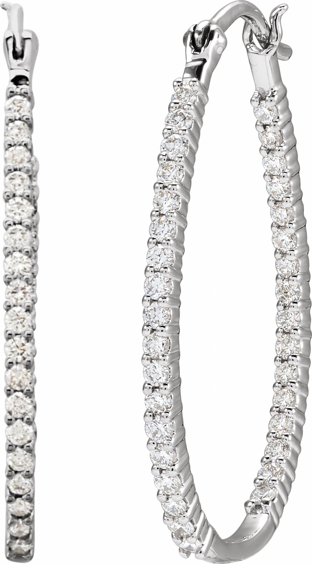 Platinum 1 CTW Natural Diamond Inside-Outside Hoop Earrings