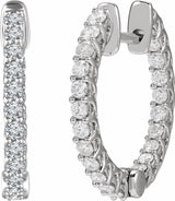 14K White Gold 1 CTW Natural Diamond Inside-Outside 20.1 mm Hoop Earrings  