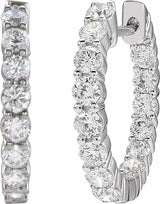 14K White Gold 2 CTW Lab-Grown Diamond Inside-Outside Hinged 20 mm Hoop Earrings