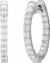 14K White 3/4 CTW Natural Diamond Inside-Outside Hinged 17.2 mm Hoop Earrings