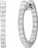14K White Gold 3/4 CTW Lab-Grown Diamond Inside-Outside Hinged 17.2 mm Hoop Earrings