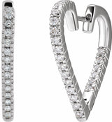 14K White Gold 5/8 CTW Natural Diamond Heart Earrings